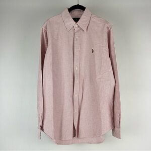 Ralph Lauren Pink and White Casual Button Down Shirt